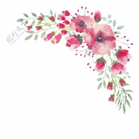 PNG水彩花卉花边边框1