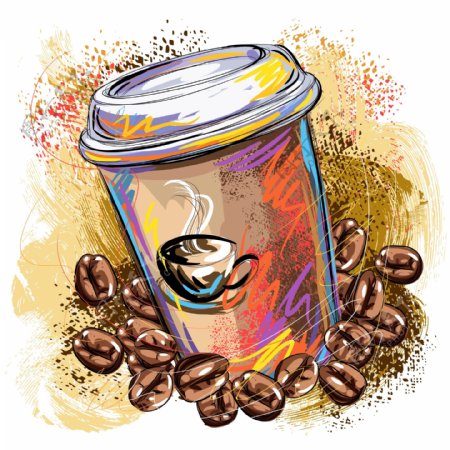 手绘美味的咖啡插画