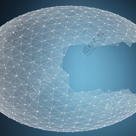 抽象蓝网背景矢量混乱的连接点和多边形空间飞行飞行的碎片未来技术风格卡直线点圆和平面未来的设计