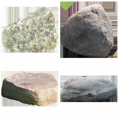 四块真实石头免抠png透明图层素材