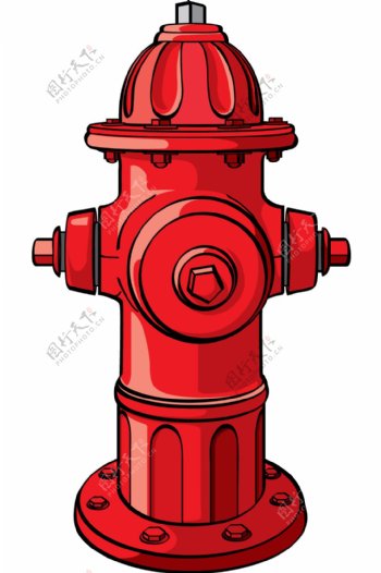 手绘红色消防栓免抠png透明图层素材