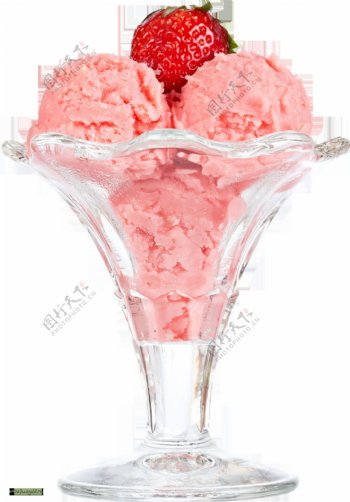 红色草莓冰淇淋免抠png透明图层素材