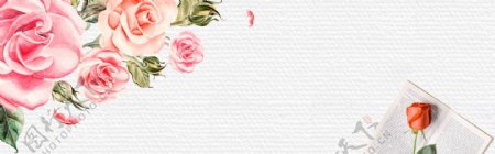 粉色花卉感恩节banner海报背景