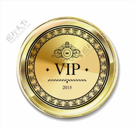 金色水晶质感贵宾VIP徽章