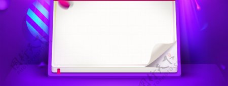 紫色几何线条方框标签淘宝banner背景