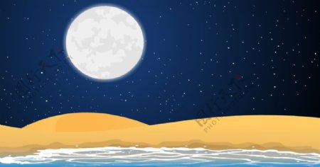 动画沙海星空月亮沙漠绿洲