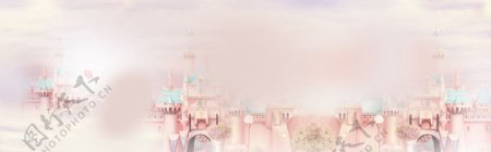 浪漫粉色城堡背景