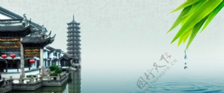 中国风古典塔建筑背景