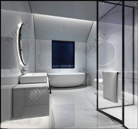 白色瓷砖浴室简约效果图