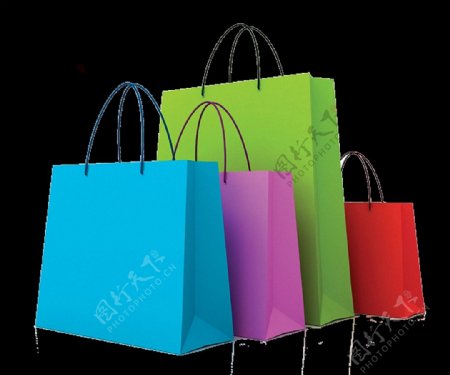 各种颜色购物袋免抠png透明图层素材