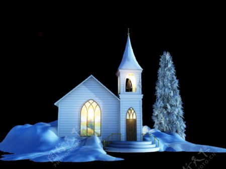 大教堂雪景图免抠png透明图层素材