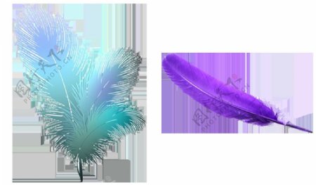 蓝色漂亮羽毛免抠png透明图层素材