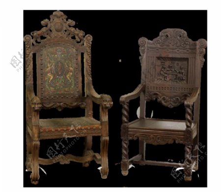 古玩古董椅子免抠png透明图层素材