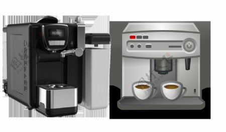 两个咖啡机免抠png透明图层素材