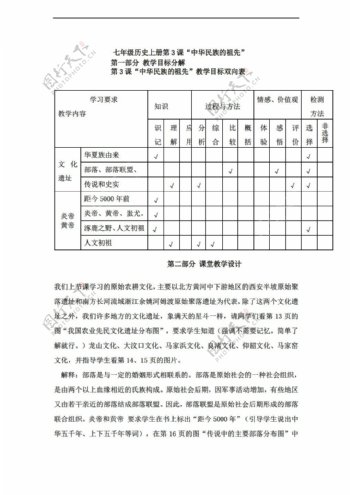 七年级上册历史七年级上册教案3中华民族的祖先