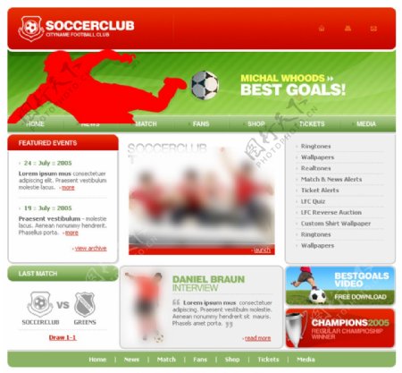 国外绿茵场上足球运动网页设计