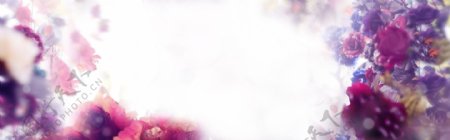 梦幻紫色花朵banner背景素材