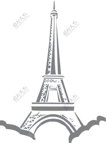 巴黎灰色艾菲尔铁塔免抠psd透明素材