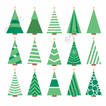 卡通三角形圣诞树免抠psd透明素材