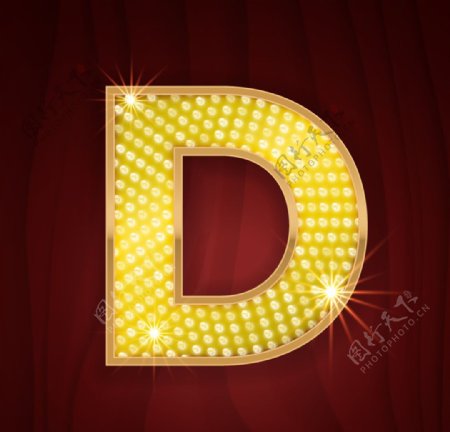 黄色镶边钻石闪耀英文字母D