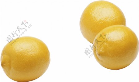 三只新鲜黄色柠檬免抠psd透明素材