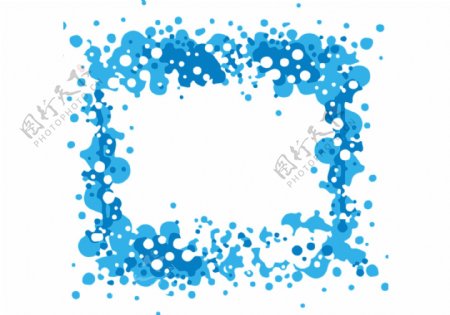 抽象圆点叠加蓝色边框免抠psd透明素材