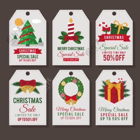 2017简约清新圣诞节促销标签设计模板