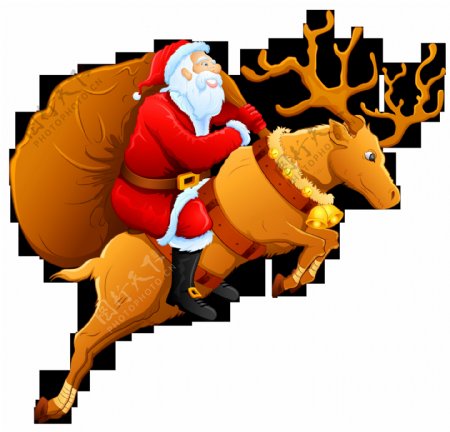 骑着麋鹿的圣诞老人元素图