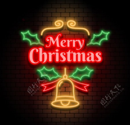 圣诞铃铛圣诞素材霓虹灯
