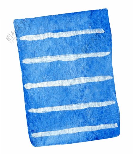 蓝色书壳卡通水彩透明素材