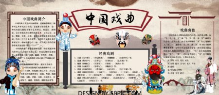 中国戏曲水墨中国风展板小报设计PSD模板
