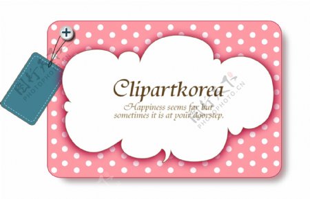 粉红卡通云朵图案卡片素材