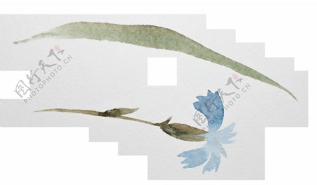 清新盛开蓝色花卉卡通透明素材