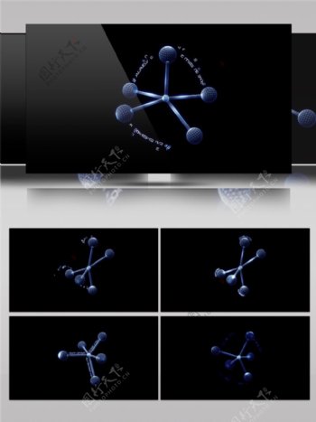 蓝色创意分子结构模型高素材