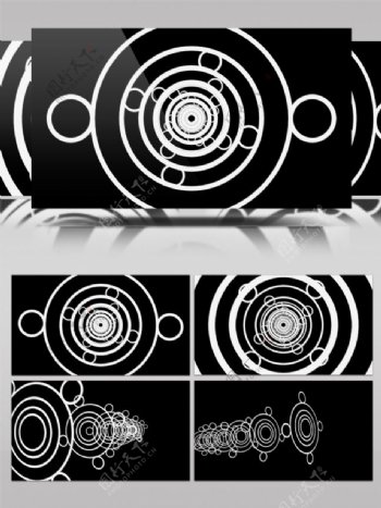 黑白简单创意圆圈变形视频素材