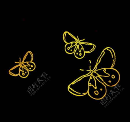 黄边蝴蝶透明装饰素材