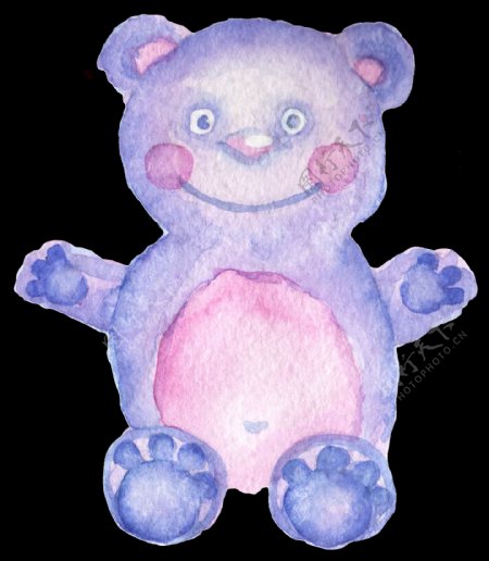 纷彩紫熊透明装饰素材