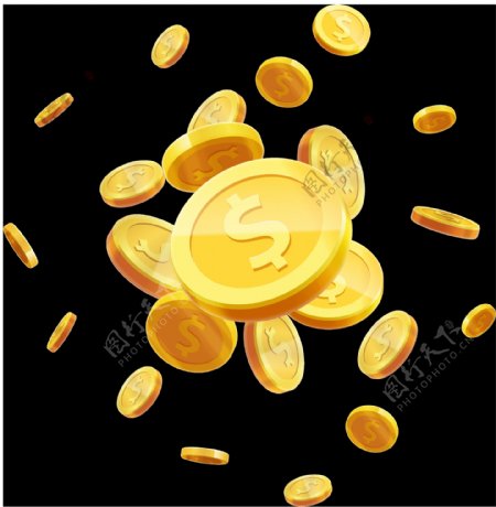 金黄钱币装饰素材
