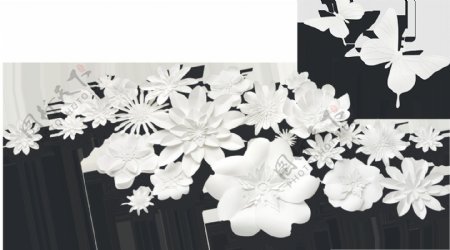白色花丛透明素材