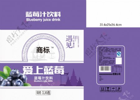 蓝莓汁饮料包装psd模板