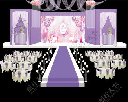 紫色婚礼舞台效果