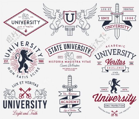 大学徽章标签设计