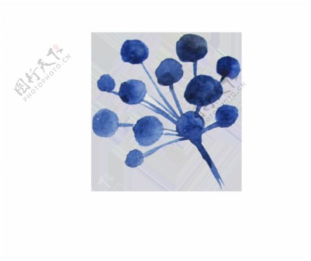 蓝莓花枝透明装饰素材