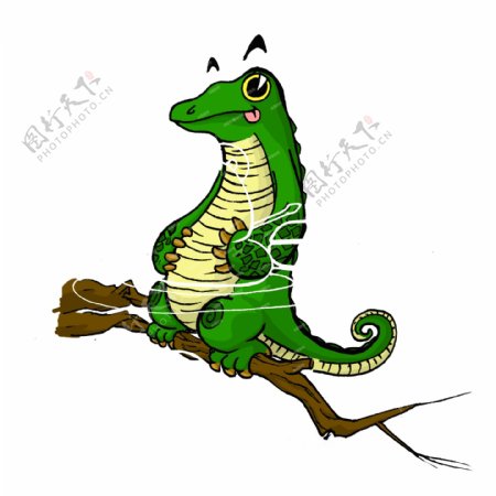 蜥蜴动物插画可爱绿色装饰