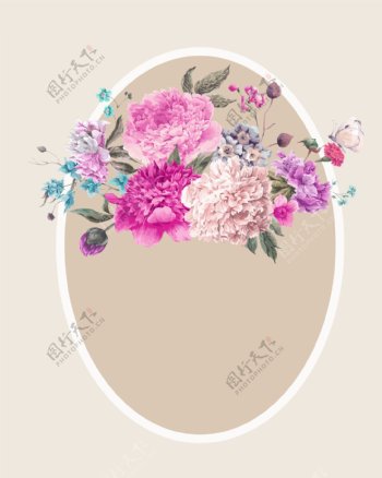 矢量文艺水彩手绘花朵花团背景