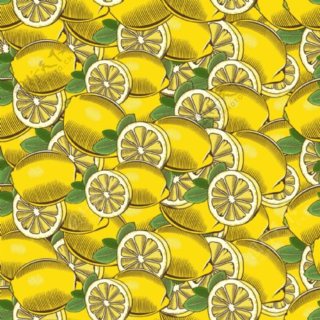 黄色柠檬无缝背景矢量素材