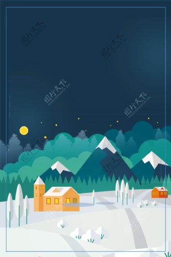 星空夜晚雪地背景