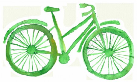 绿色自行车透明装饰素材