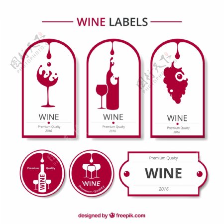 6款创意葡萄酒标签矢量素材