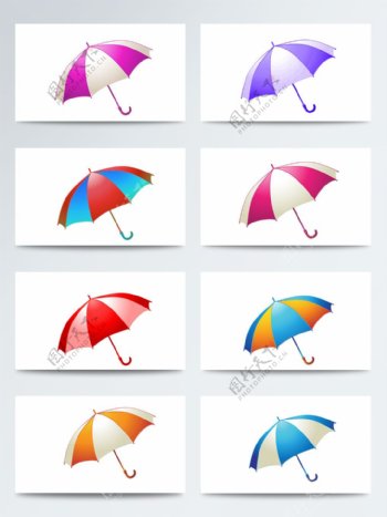 漂亮的雨伞多种颜色PNG元素